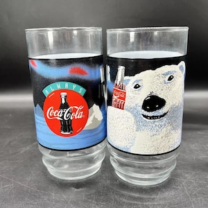 Vintage 2 Coca-Cola Coke Drinking Glass Always Cool Polar Bear Coca Cola Brand New