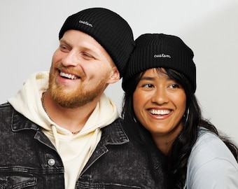 Berretto da pescatore personalizzato / Colore AS 1120 / Cappello in maglia ricamato personalizzato / Berretto streetwear minimalista / Berretto invernale con testo personalizzato