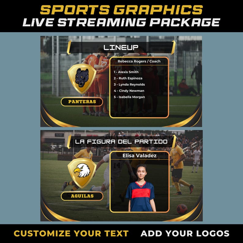 Sports Stream Graphics Canva Template: Broadcast Overlays, Sponsorship ...