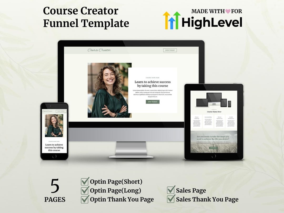 Funnels Cource Highlevel Course Creator Funnel Template | Go High Level - Etsy