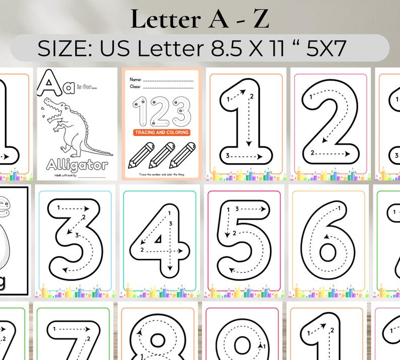 123 Coloring Book Digital Download Educational Number Counting Coloring ...