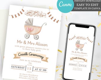 Cradle Naming ceremony invitation,  Cradle Invitation Template, Baby Cradle Ceremony Invitation,  Baby Cradle Invite,  Printable Template