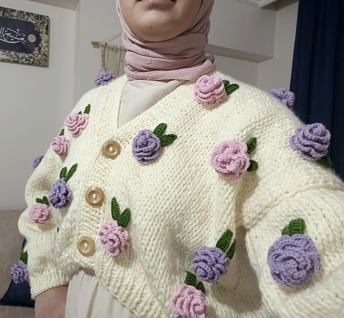 Two-Piece Ruffled Short-Sleeve Cardigan Paired with a Rose-Patterned Camisole Dress Set main image 1