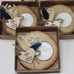 Personalized Wedding Candle Favors, Bridal Shower Gifts for Guests, Wooden Candle Holder, Wedding Party Favor, Bulk Wedding Favors for Guest