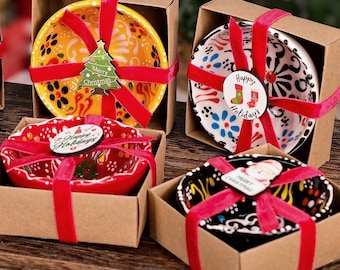 クリスマスギフト、手作りの陶器ボウル、トルコのチニボウルギフト、メリークリスマス、ハッピーホリデー、クリスマスのホームデコレーション、クリスマスオーナメント