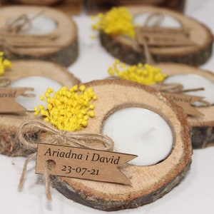 Personalized Wedding Candle Favors, Bridal Shower Gifts for Guests, Wooden Candle Holder, Wedding Party Favor, Bulk Wedding Favors for Guest