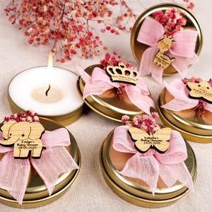 Baby Shower Favors Scented Candles, Birthday Baptism Favors, Tin Candles, Candle with Dried Flowers, Thank You Gifts, Baby Boy, Its A Girl