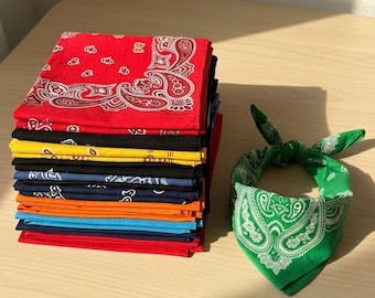 Klassieke 100% katoenen bandana | Vierkante sjaal voor mannen en vrouwen | Vintage cowboy- en bikerstijl | Veel kleuren beschikbaar