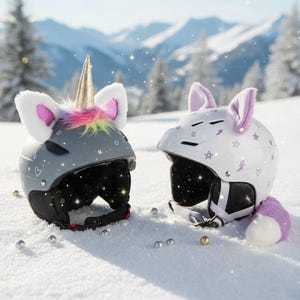 UNICORN or CAT Ears - Accessories to Apply to Ski Snow Bicycle Snow Helmet Christmas