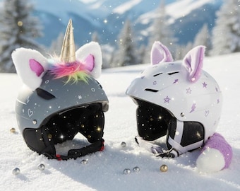 Orejas de unicornio o gato: accesorios para esquí, bicicleta, casco de nieve, Navidad