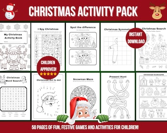 Christmas Activity Bundle, Fun Festive Games for Kids (PDF Pattern)