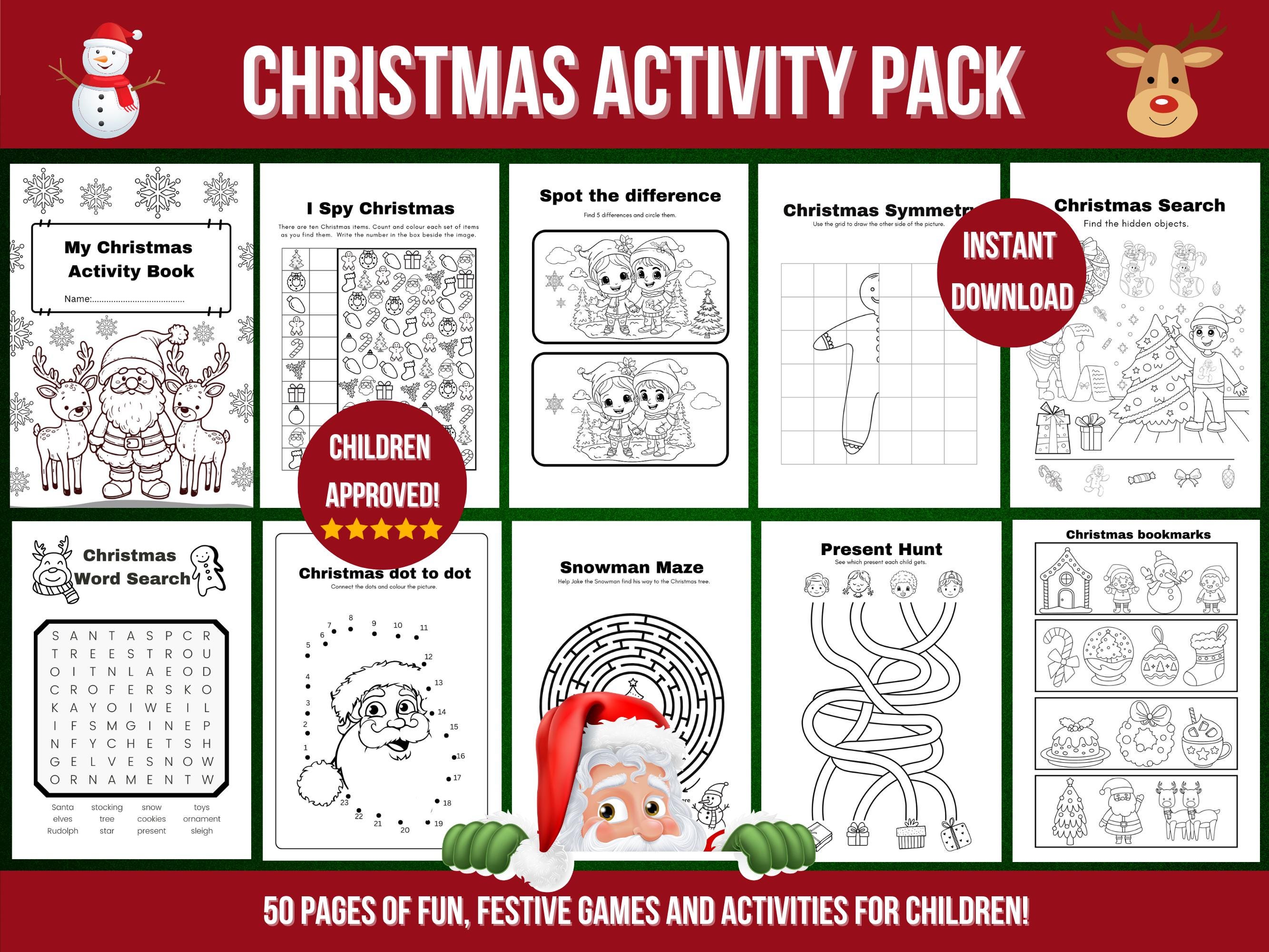 Christmas Activity Sheets, Printable Christmas Worksheets, Christmas