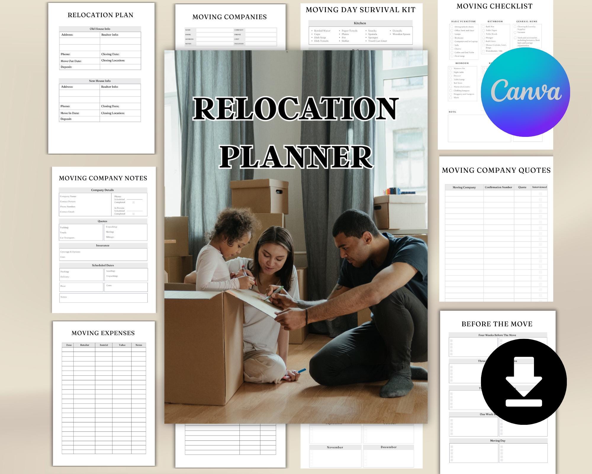 Relocation Planner Printable | Digital Moving Planner Organizer ...