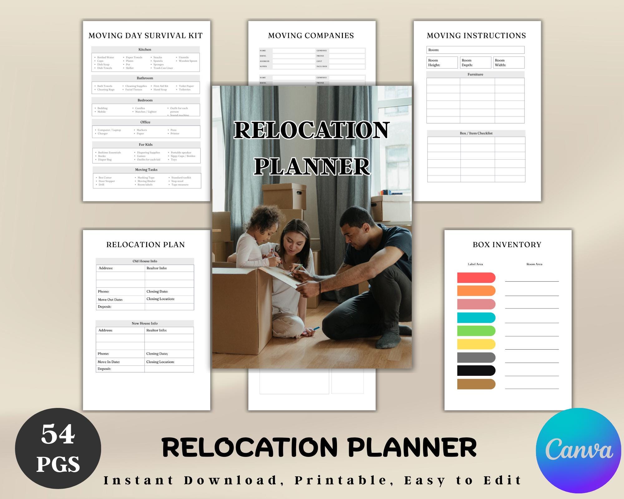 Relocation Planner Printable | Digital Moving Planner Organizer ...