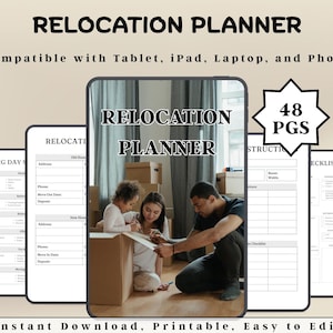 Relocation Planner Printable | Digital Moving Planner Organizer | Editable Checklist Template