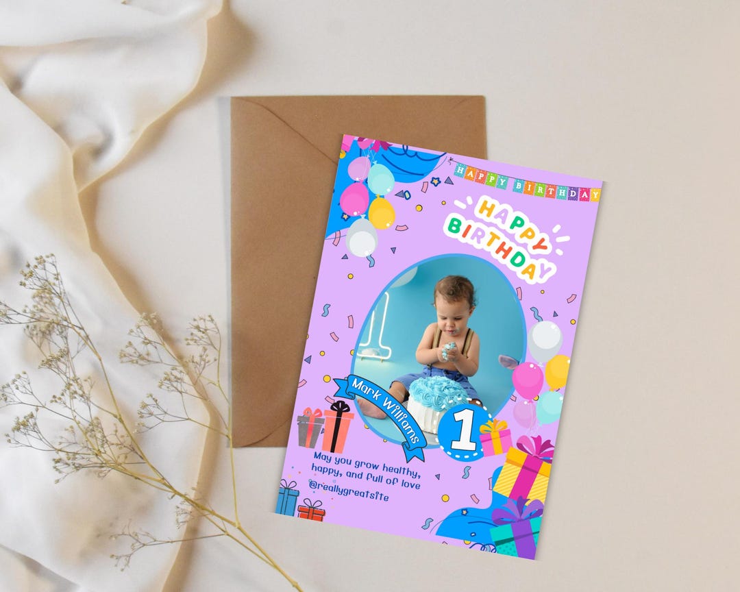 Printable Happy Birthday Card: Editable Template (digital Download PDF