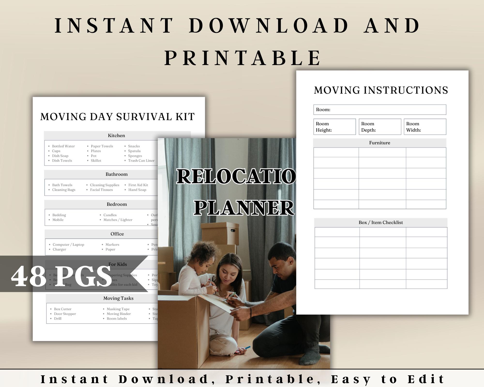 Relocation Planner Printable | Digital Moving Planner Organizer ...