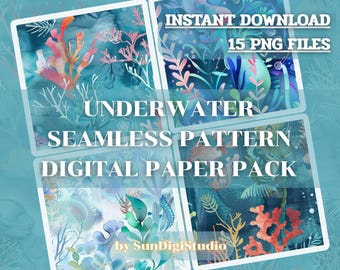 Bundel naadloze aquarel oceaanpatroon – aPapers – png-bestanden voor scrapbooking en POD
