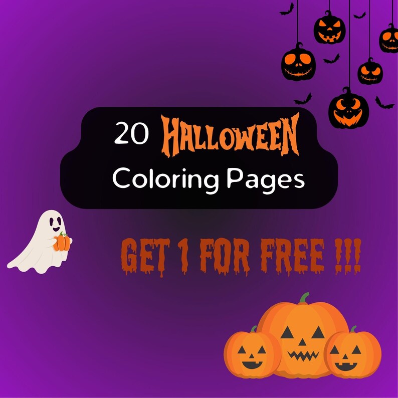 20 Printable Halloween Coloring Pages Witches, Ghosts, Pumpkins Etsy
