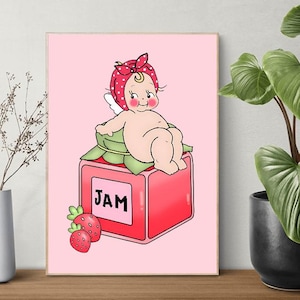 Kewpie Wall Art, Cottagecore Digital Print