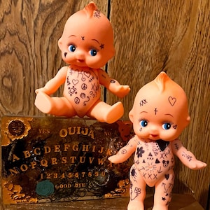 Tattooed Kewpie Doll, Hand Painted, Kitschy Cute