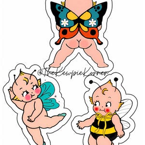 Vintage Kewpie Sticker Set - Retro Cuties, Waterproof, Pack of 3