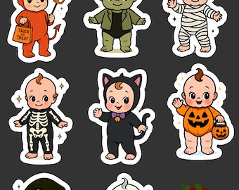 Spooky Kewpie Vinyl Sticker Set: Halloween Bundle (8pcs)