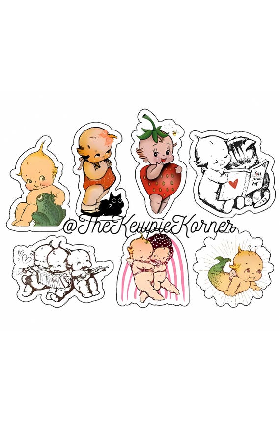 Kewpie Sticker Pack - Vintage Vinyl, Glossy Waterproof 7pcs