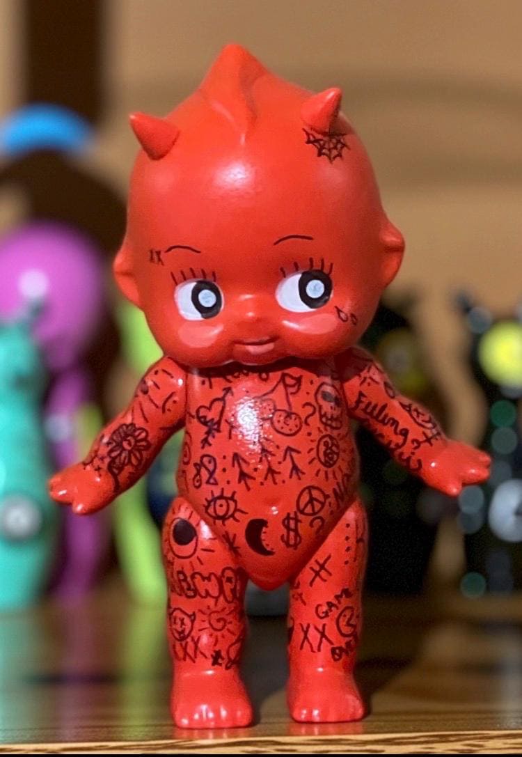 Poseable Kewpie Doll: Lil Devil Edition - Hand-painted With