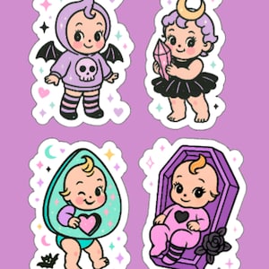Spooky Kewpie Sticker Pack- Vinyl Sticker Set (4 pcs)