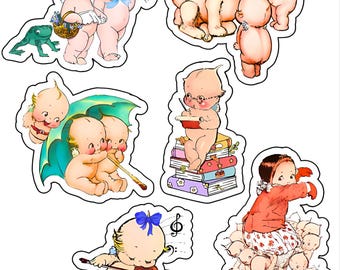 Vintage Kewpie Vinyl Sticker Pack, Classic Cuties (6pcs)