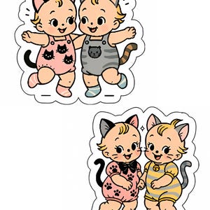 Kewpie Cat Vinyl Sticker Set, 2 Pack, Kawaii Cuties