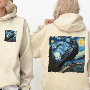 Moletom Raven, Moletom Starry Night, Camisa Vintage Raven, Camiseta de Carta de Tarô, Camiseta Goblincore, Camiseta Gótica, Camiseta de Bruxa, Corvo