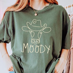 Comfort Colors®Mooody Shirt, Vintage Shirt, Retro Sleeping Cow Tee, Sarcastic Animal Lover Gift, Gift For Cow Owner, Cute Cow, Cow T Shirt