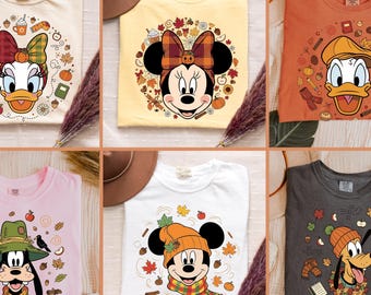 Camiseta vintage de Disney de Comfort Colors para otoño, Mickey y sus amigos.