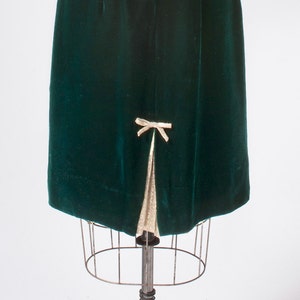 1960s Green Velvet Cocktail Dress Forest Green Rayon Velvet & Silver Metallic Fabric image 5