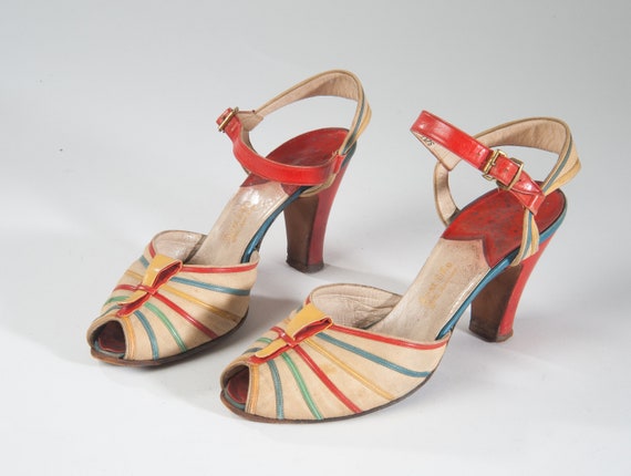 Vintage 1930s Strappy Heels, 30s Cuba Inspired Ope