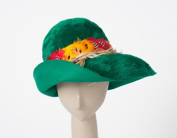 Vintage 1960s Green Fedora Hat, 60s Emme Designer