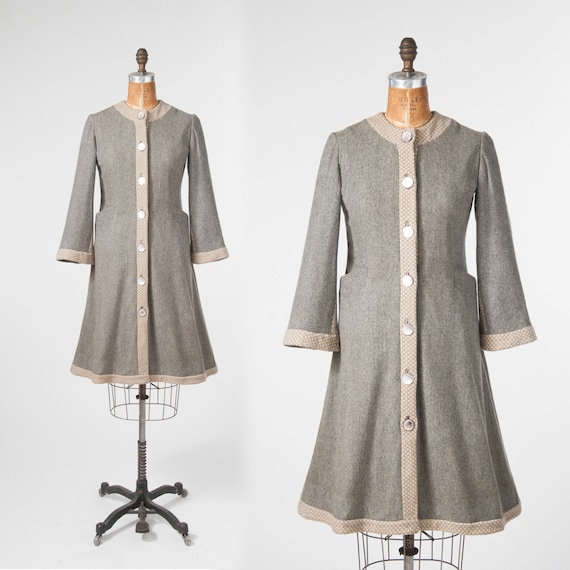 Vintage 1940s Gray Wool Princess Coat, Handmade 19