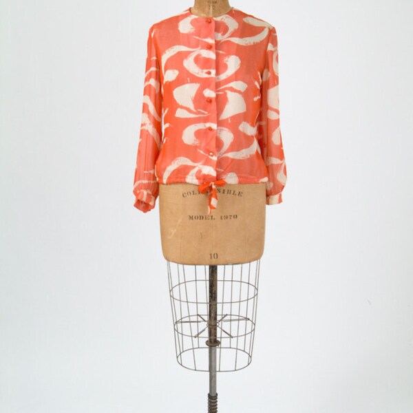 1960's Abstract Silk Blouse