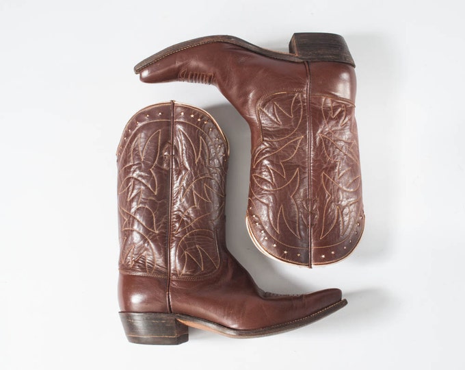 1960s Cowboy Boots: Vintage Justin Brown Leather Western - Etsy
