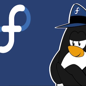 Puede incluir: Un pingüino de dibujos animados con un sombrero fedora azul con una "F" blanca. El pingüino tiene un cuerpo negro, una barriga blanca y un pico naranja. El fondo es azul sólido.