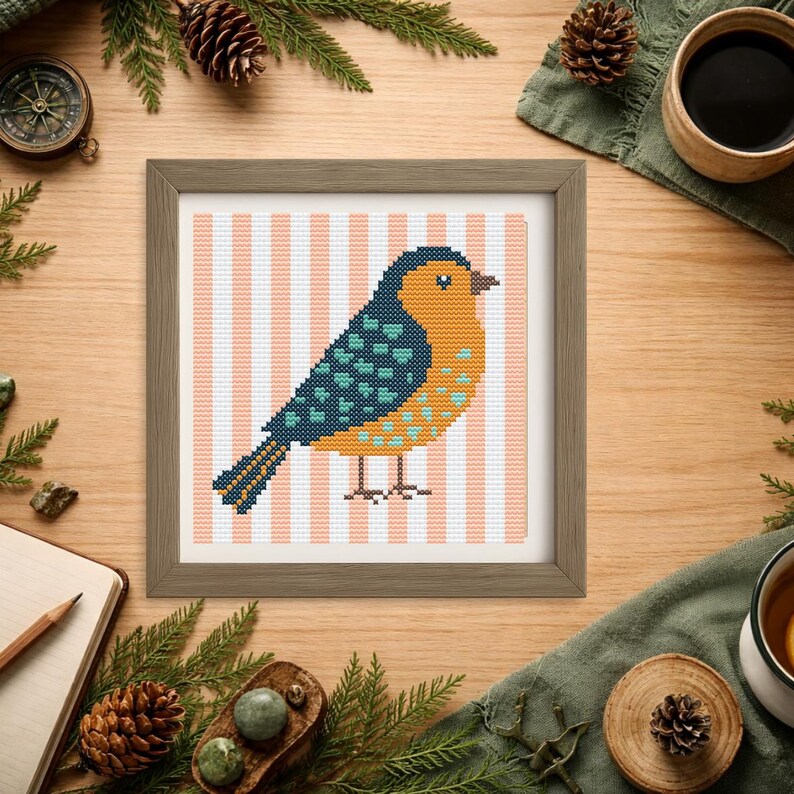 Blue Bird Cross Stitch Bookmark Pattern PDF| Colorful Bird | Nature ...