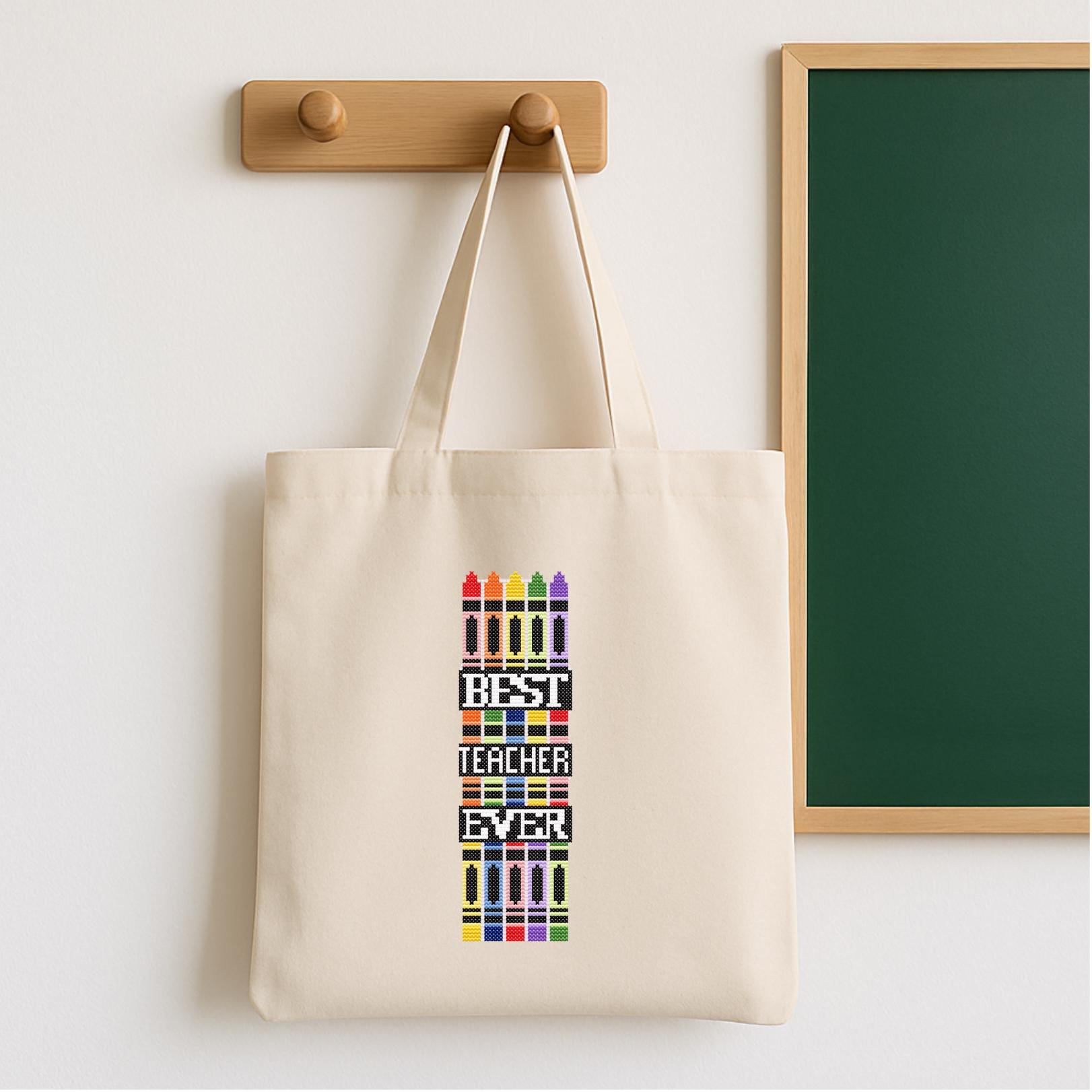 Crayon Bookmark Cross Stitch Pattern | Best Teacher Ever (PDF Pattern ...