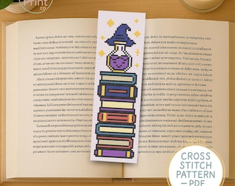 Halloween Potion & Books Cross Stitch Bookmark Pattern (PDF)