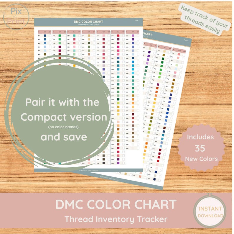 DMC Color Chart PDF | 486 Colors With Swatches | Printable Inventory ...