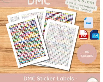DMC Sticker Labels | 6 Designs | SVG, PDF & Png | Cross Stitch | Diamond Painting | Floss Bobbins | Instant Download | Cricut