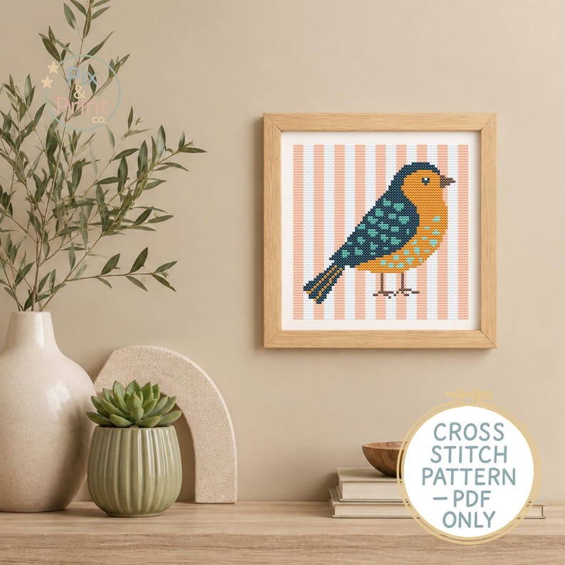 Blue Bird Cross Stitch Bookmark Pattern PDF| Colorful Bird | Nature ...