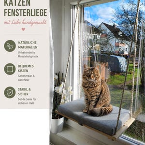 Katzenliege Fenster. Katzenbett. Hängeliege-Set. Katzenmöbel. Katzenhängematte. Katzenfensterbett. Katzen-Fensterregal.