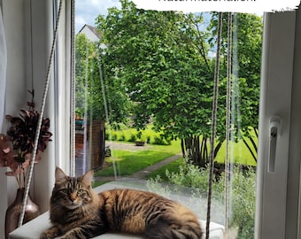 Katzenliege XXL Fenster. Katzenbett. Katzenfensterliege. Maine Coon Hängeliege-Set.Katzenhängematte. Katzenfensterbett. Katzen-Fensterregal.